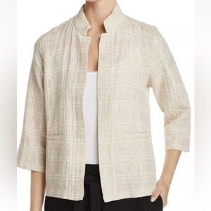 $230 NWT Eileen Fisher Organic Linen Cotton Blend Jacquard Open Jacket XL